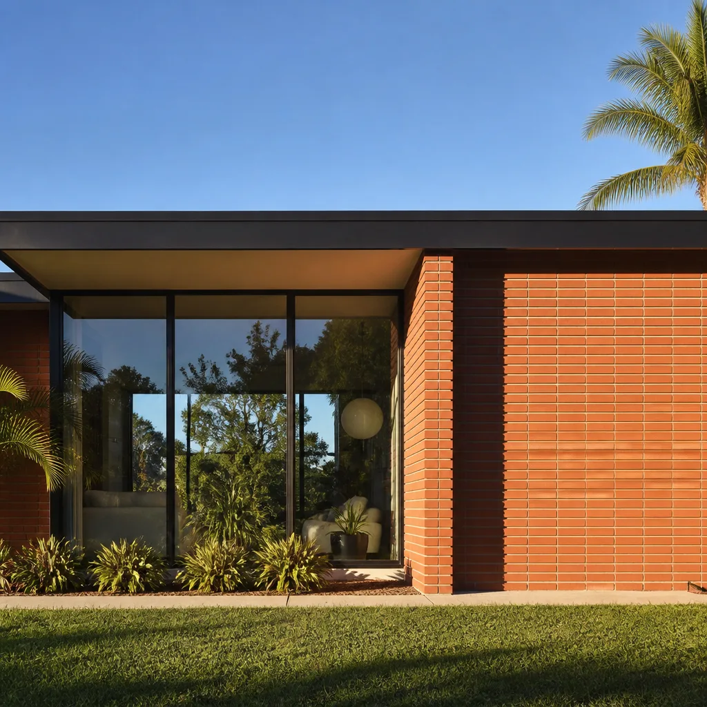Modern home exterior during professional window replacement service